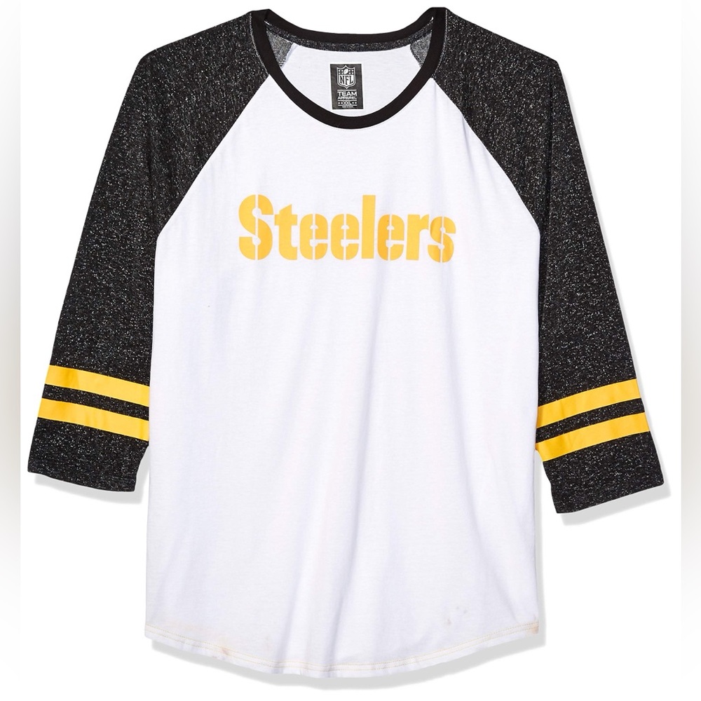 NFL Pittsburgh Steelers Raglan Baseball 3/4 Long Sleeve Tee Shirt
